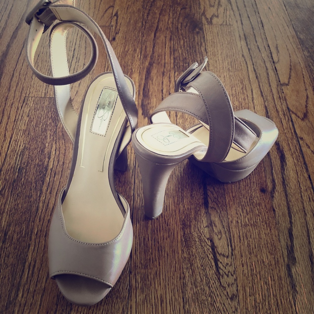 Leather Jessica Simpson wrap heels